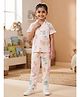 Nottie Planet Cotton Knit Half Sleeves Strawberry Printed Coordinating Shirt & Pajama Night Suit - Light Pink