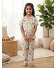 Nottie Planet Cotton Knit Half Sleeves Jungle Theme Printed Coordinating Shirt & Pajama Night Suit - Multi Colour