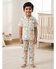Nottie Planet Cotton Knit Half Sleeves Jungle Theme Printed Coordinating Shirt & Pajama Night Suit - Multi Colour