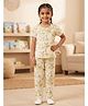 Nottie Planet Cotton Knit Half Sleeves Reading Bunny Printed Coordinating Shirt & Pajama Night Suit - Cream
