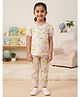 Nottie Planet Cotton Knit Half Sleeves Reading Bunny Printed Coordinating Shirt & Pajama Night Suit - Light Pink