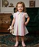 Nottie Planet Cotton Woven Half Puffed Striped Pleated Dress - Multi Colour