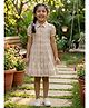 Nottie Planet Cotton Knit Half Puffed Sleeves Checked Dress - Brown