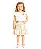 Rose Couture Cotton Blend Woven Frill Sleeves Splatter Printed Tassels Embellished Top & Skirt Set - Neon & White
