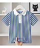 The Kids Club Cotton Knit Half Sleeves Striped Polo Tee - Blue & White