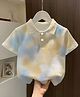 The Kids Club Cotton Knit Half Sleeves Tie & Dye Polo Tee - Lemon