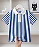 The Kids Club Cotton Knit Half Sleeves Striped Polo Tee - Blue & White