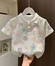The Kids Club Cotton Knit Half Sleeves Floral Printed Polo Tee - Multi Colour