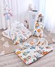 Purple Tots 100% Cotton 5-in-1 Baby Bedding Set with Carry Nest & Mosquito Net Space Rocket Print - White