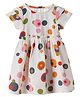 DULAAR Muslin Woven Half Sleeves Dots Printed Dress - White