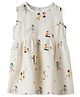 DULAAR Muslin Woven Sleeveless Kids Printed Dress - White