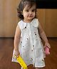 DULAAR Muslin Woven Half Sleeves Dancers Printed Dress - Off White