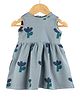 DULAAR Organic Cotton Woven Sleeveless Floral Printed Dress - Blue
