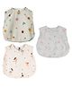 DULAAR Muslin Woven Pack Of 3 Sleeveless Ballerina & Floral Printed Jhablas - Multi Colour