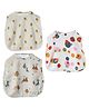 DULAAR Muslin Woven Pack Of 3 Sleeveless Lion & Dinosaur Printed Jhablas - Multi Colour