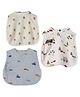 DULAAR Muslin Woven Pack Of 3 Sleeveless Lion & Cars Printed Jhablas - Multi Colour