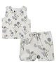DULAAR Muslin Woven Sleeveless Floral Printed Coordinating Tee & Shorts Set - White