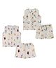 DULAAR Muslin Woven Pack Of 2 Sleeveless Animals Printed Coordinating Tees & Shorts Set - White