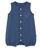 DULAAR Muslin Woven Sleeveless Bear Embroidered Romper - Blue