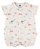 DULAAR Muslin Woven Half Sleeves Fish Printed Romper - White