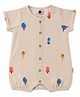 DULAAR Muslin Woven Half Sleeves Ice Cream Printed Romper - Cream