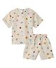 DULAAR Muslin Woven Half Sleeves Floral Printed Coordinating Tee & Shorts Set - White