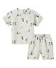 DULAAR Muslin Woven Half Sleeves Kids Printed Coordinating Tee & Shorts Set - White