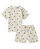 DULAAR Muslin Woven Half Sleeves Lion Printed Coordinating Tee & Shorts Set - White