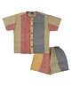 DULAAR Linen Woven Half Sleeves Checked Coordinating Shirt & Shorts Set - Red & Blue