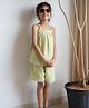 DULAAR Muslin Woven Sleeveless Solid Top & Shorts Set - Green