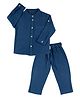 DULAAR Muslin Woven Full Sleeves Solid Shirt & Trouser Set - Blue