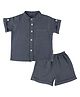 DULAAR Muslin Woven Half Sleeves Solid Shirt & Shorts - Grey