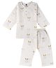 DULAAR Muslin Woven Full Sleeves Bunny Printed Coordinating Kurta & Pants Night Suit - White