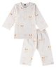DULAAR Muslin Woven Full Sleeves Bunny Printed Coordinating Kurta & Pants Night Suit - White