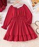 Mark & Mia Full Raglan Sleeves Solid & Smoked Frock in Maroon