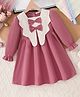 Mark & Mia 100% Cotton Frock with Full Sleeves and Bow Applique in Dark Pink