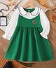 Mark & Mia Cotton Frock with Full Sleeves and Crest Embroidery in Green