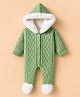 Yellow Apple Knit Full Sleeves Hooded Romper - Green