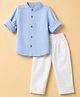 Babyoye 100% Cotton Woven Full Sleeves Shirt and Pant Set - Blue