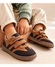 Toothless Abstract Designed Colour Blocked Velcro Closure Sneakers - Tan & Brown