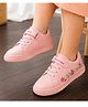 Toothless Floral Embroidered Velcro Closure Shoes - Pink