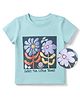 Kookie Kids 100% Cotton Single Jersey Knit T-Shirt with Half Sleeves and Floral Print in Green