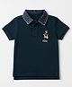 US Polo Assn 100% Cotton Knit Polo Collar T-Shirt with Half Sleeves and Dog Embroidery in Teal Blue for 12-24 Months