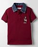 US Polo Assn 100% Cotton Knit Polo Collar T-Shirt with Half Sleeves and Dog Embroidery in Maroon