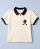 US Polo Assn 100% Cotton Knit Half Sleeves Collar Polo T-Shirt with Crest Embroidery in Offwhite