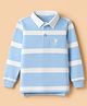 US Polo Assn 100 % Cotton Knit Full Sleeves Collar T-Shirts and Uspa Embroidery and Striped Print in Blue