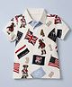 US Polo Assn 100% Cotton Knit Polo Collat T-shirt with Half Sleeves and Animals Print in Offwhite