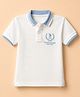 US Polo Assn 100% Cotton Knit Polo Collar T-Shirts with Half Sleeves and USPA Logo Embroidery in Offwhite
