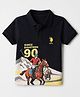 US Polo Assn 100% Cotton Knit Polo T-Shirt with Half Sleeves and Polo Player Print in Navy Blue