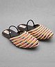 Little Palz Thread Work Embroidered & Pearl Embellished Sandals - Black & Multi Colour